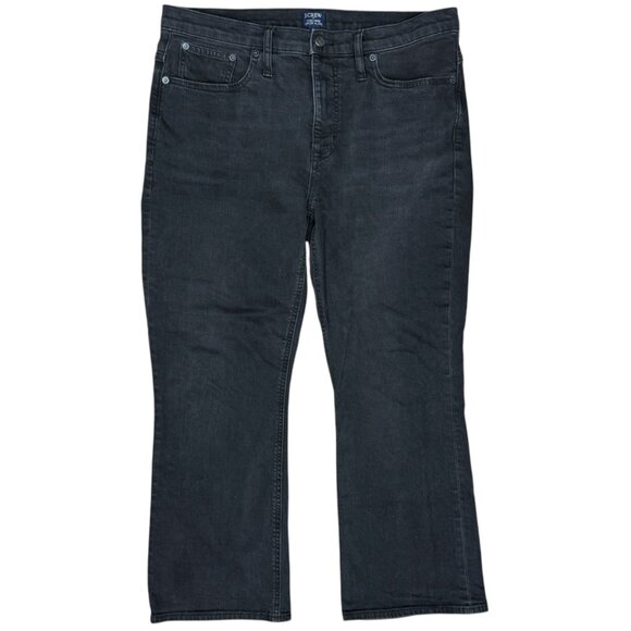 EUC Women's J. CREW 9"‎ High Rise Crop Flare Jeans Black Denim | Size 31 - Picture 4 of 10